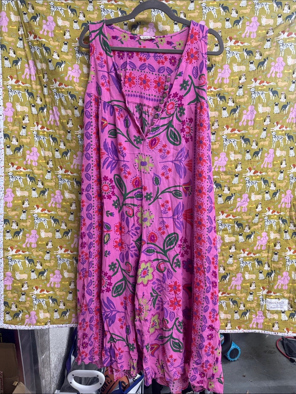 easel Pink Floral Sleeveless Boho Maxi Dress